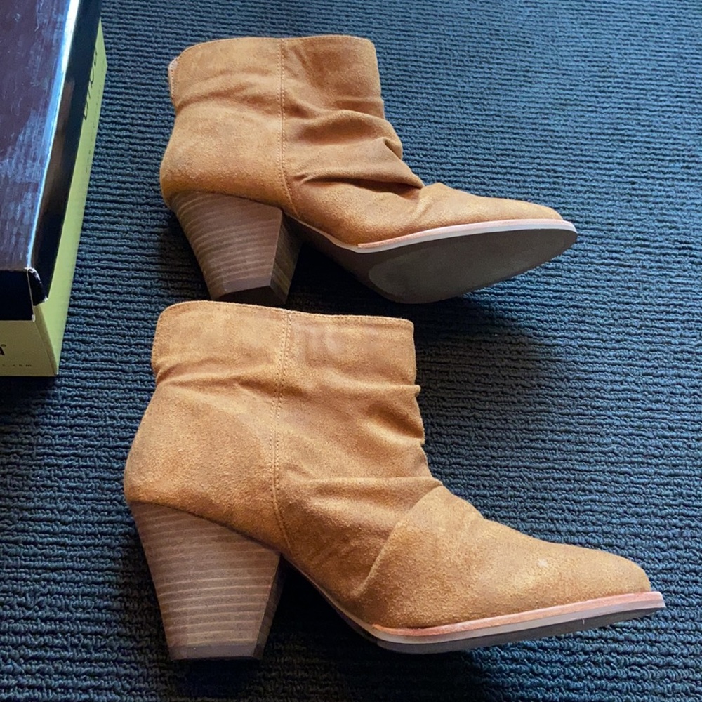 Diba Rung Cognac Faux Suede Booties